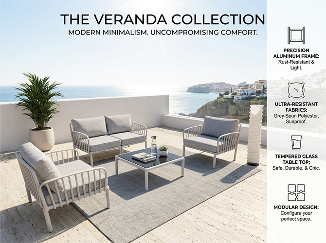Botanist Premium Outdoor Rope Wicker Patio Dining Set grey
